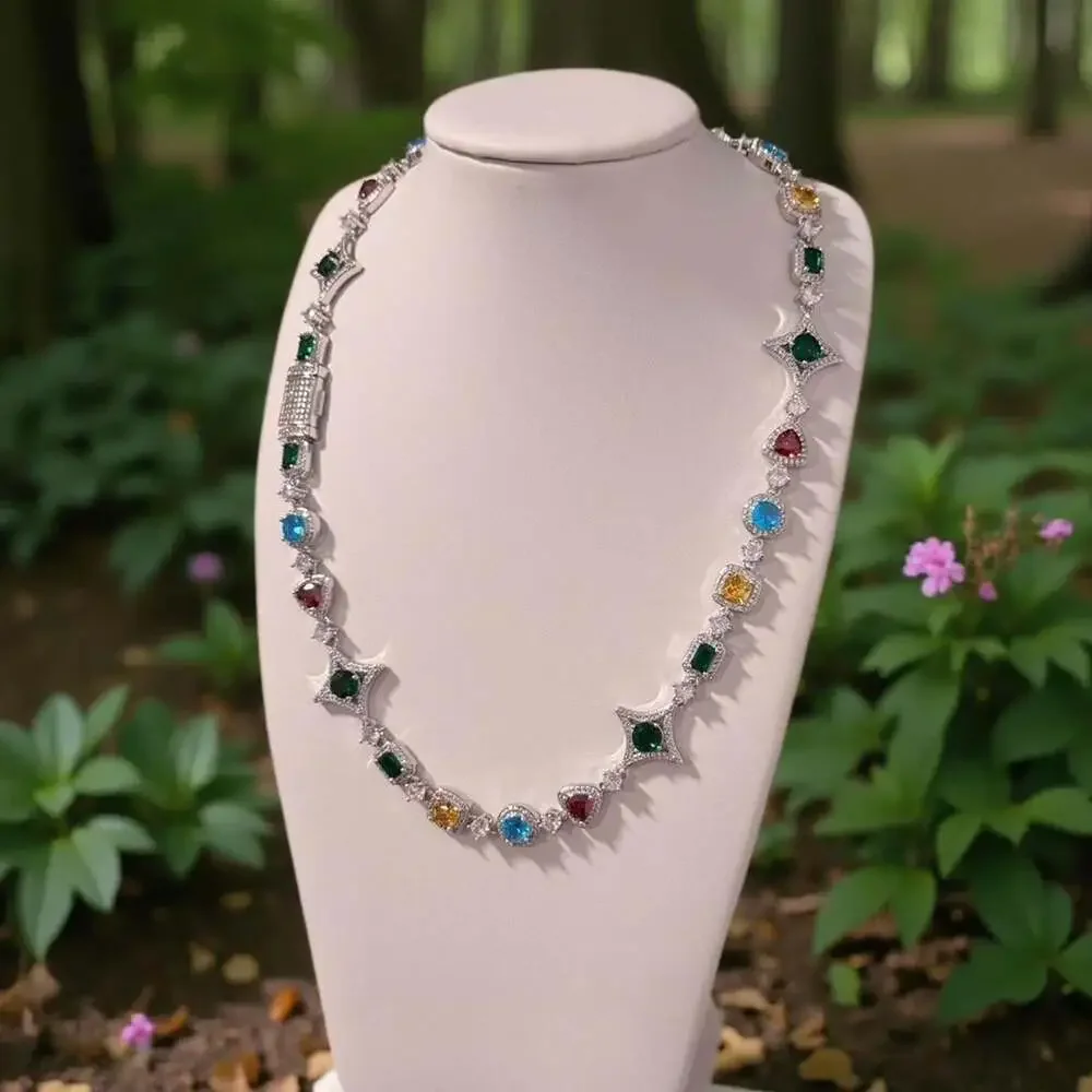 Multi Coloured Gemstone Necklace 18 Inch Aa 09